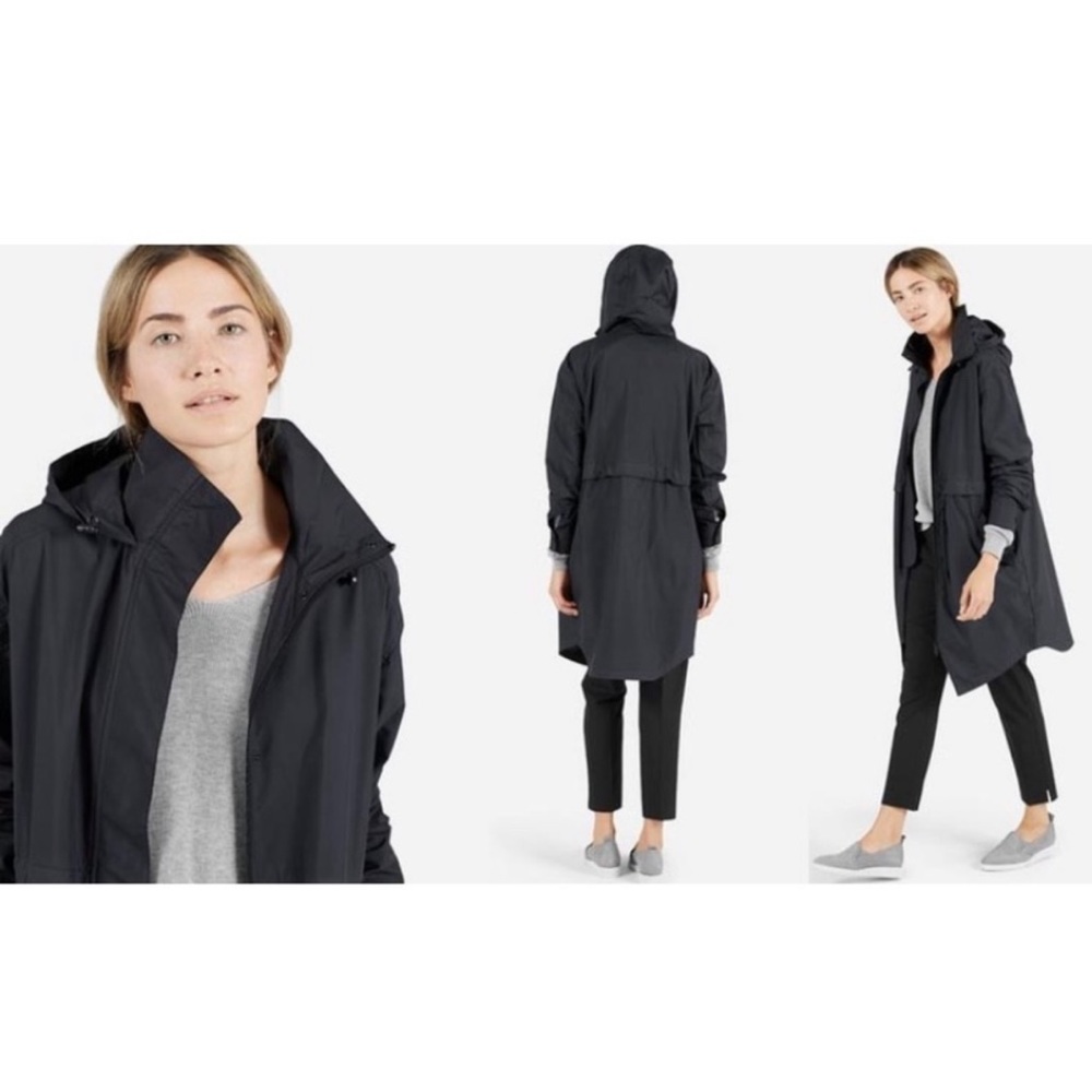 Everlane City Anorak hooded rain Jacket in black minimalist capsule Small - Picture 3 of 12
